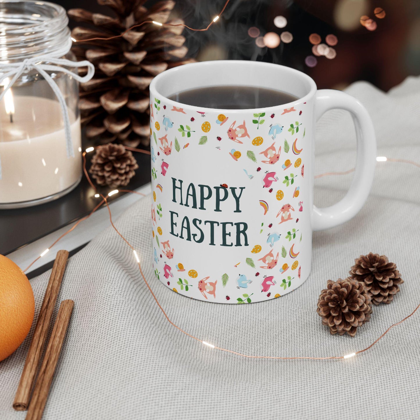 Happy Easter Floral Mug Happy Easter Floral Mug Coffee Mug - Happy Easter Gift Idea for Her Perfect for Spring