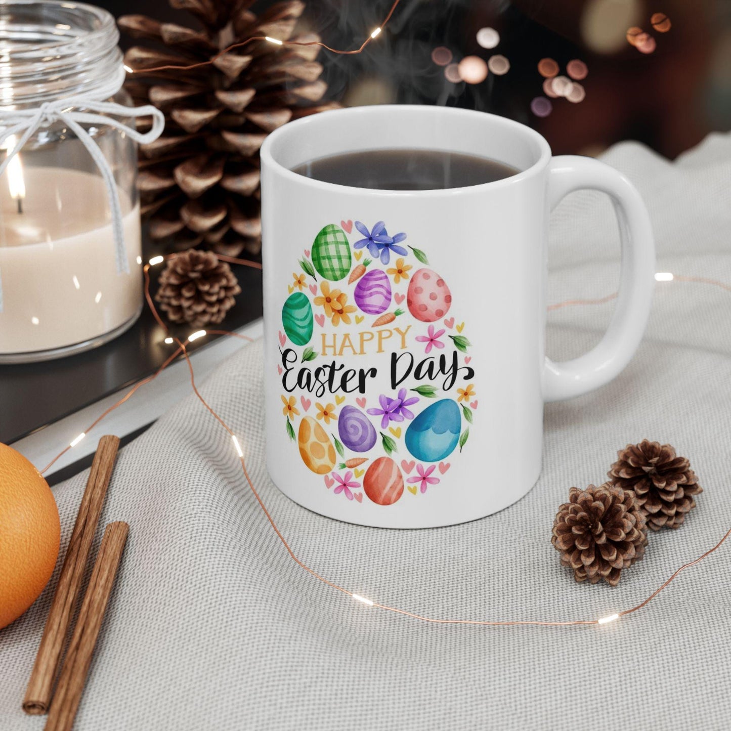 Colorful, cute Easter day mug in ceramic