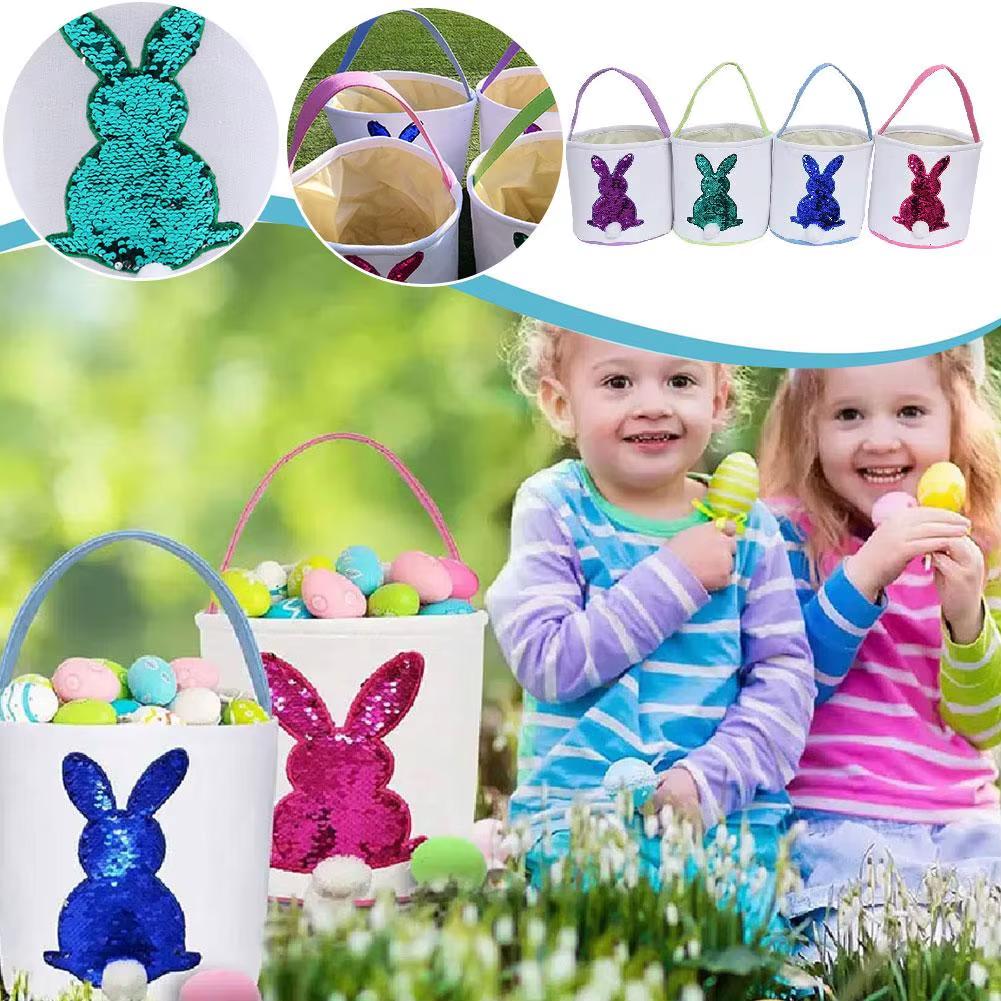 Easter basket fun sequin shiny Easter basket for boys and girls Sparkly Easter Bunny Tote β Reusable Sequin Basket for Kidsβ Egg Hunts & Gifts!