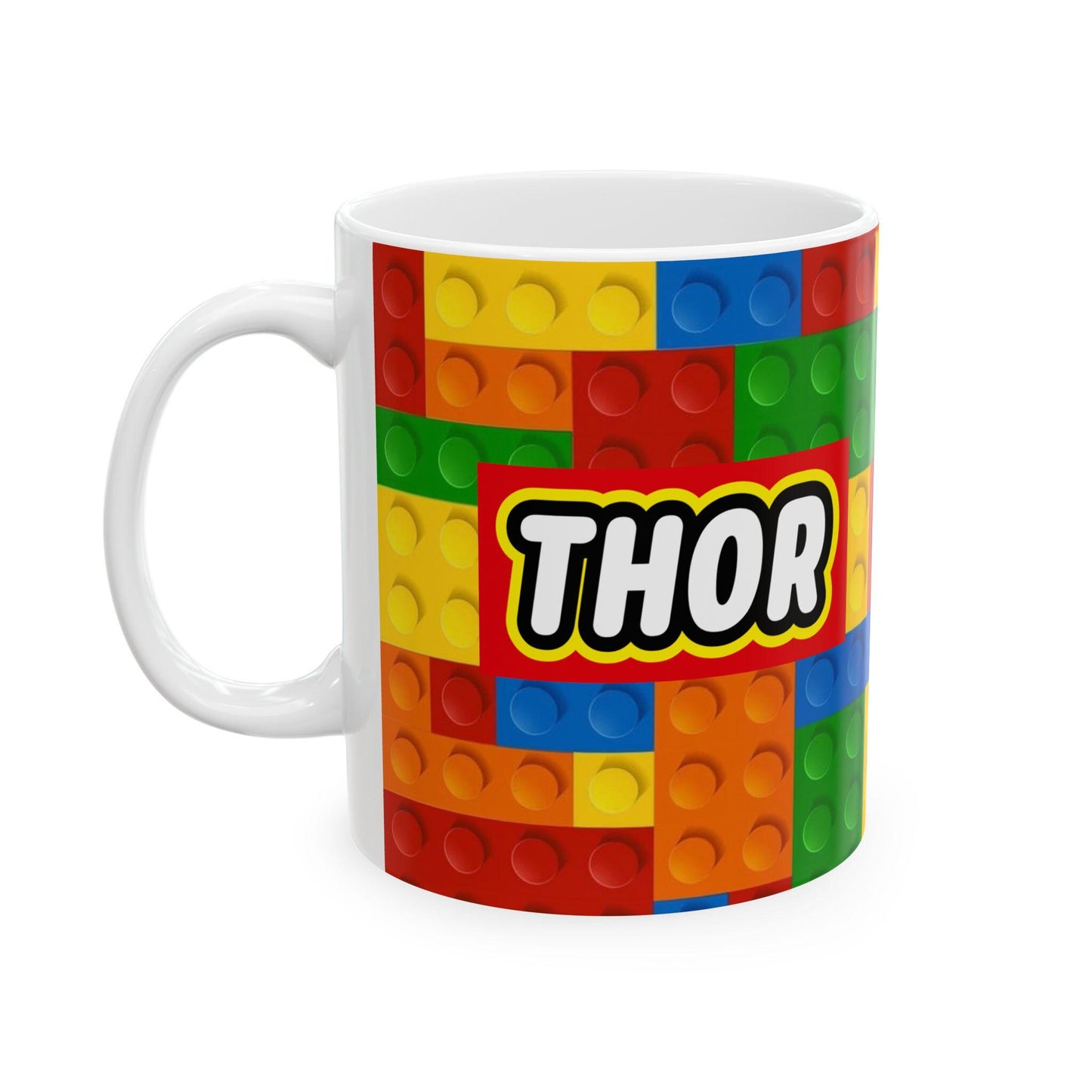Multicolor Lego inspired mug LEGO-Inspired Ceramic Mug, Colorful Retro Mug Design, Fun Gift for Kids, Hot Chocolate Tea & Coffee Lovers Perfect for Birthday Gift