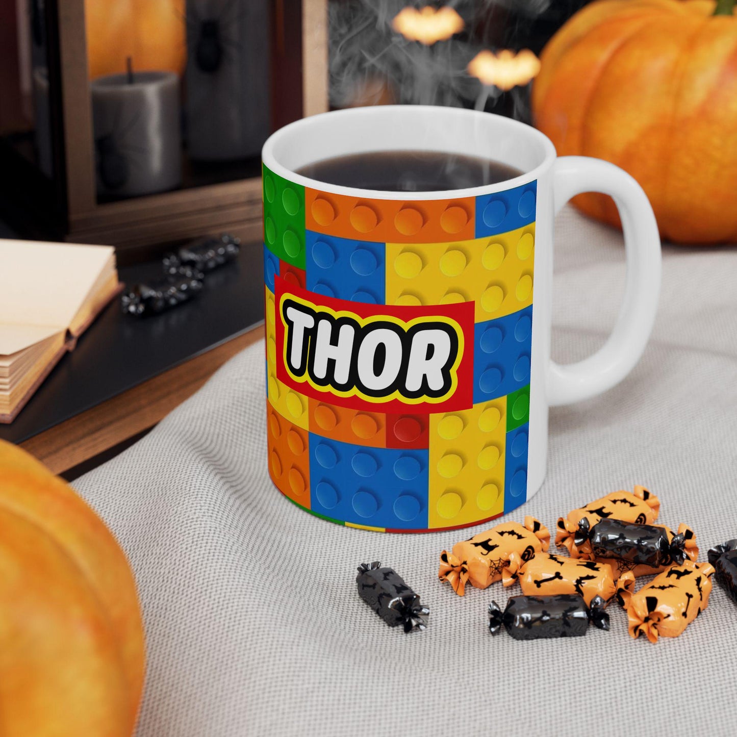 Multicolor Lego inspired mug LEGO-Inspired Ceramic Mug, Colorful Retro Mug Design, Fun Gift for Kids, Hot Chocolate Tea & Coffee Lovers Perfect for Birthday Gift