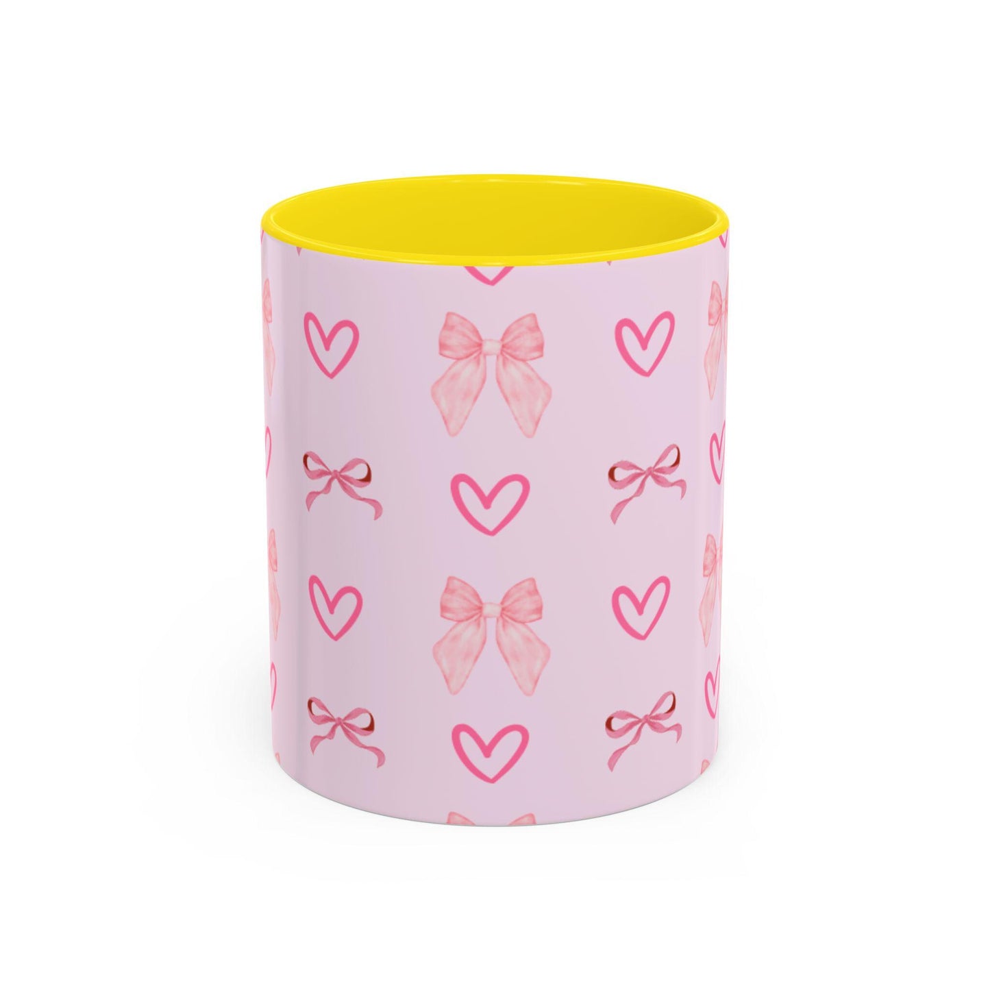 Pink bow mug for coffee and tea lovers Ceramic Heart Mug with Pretty Bow Ideal Birthday Present Gift for Her