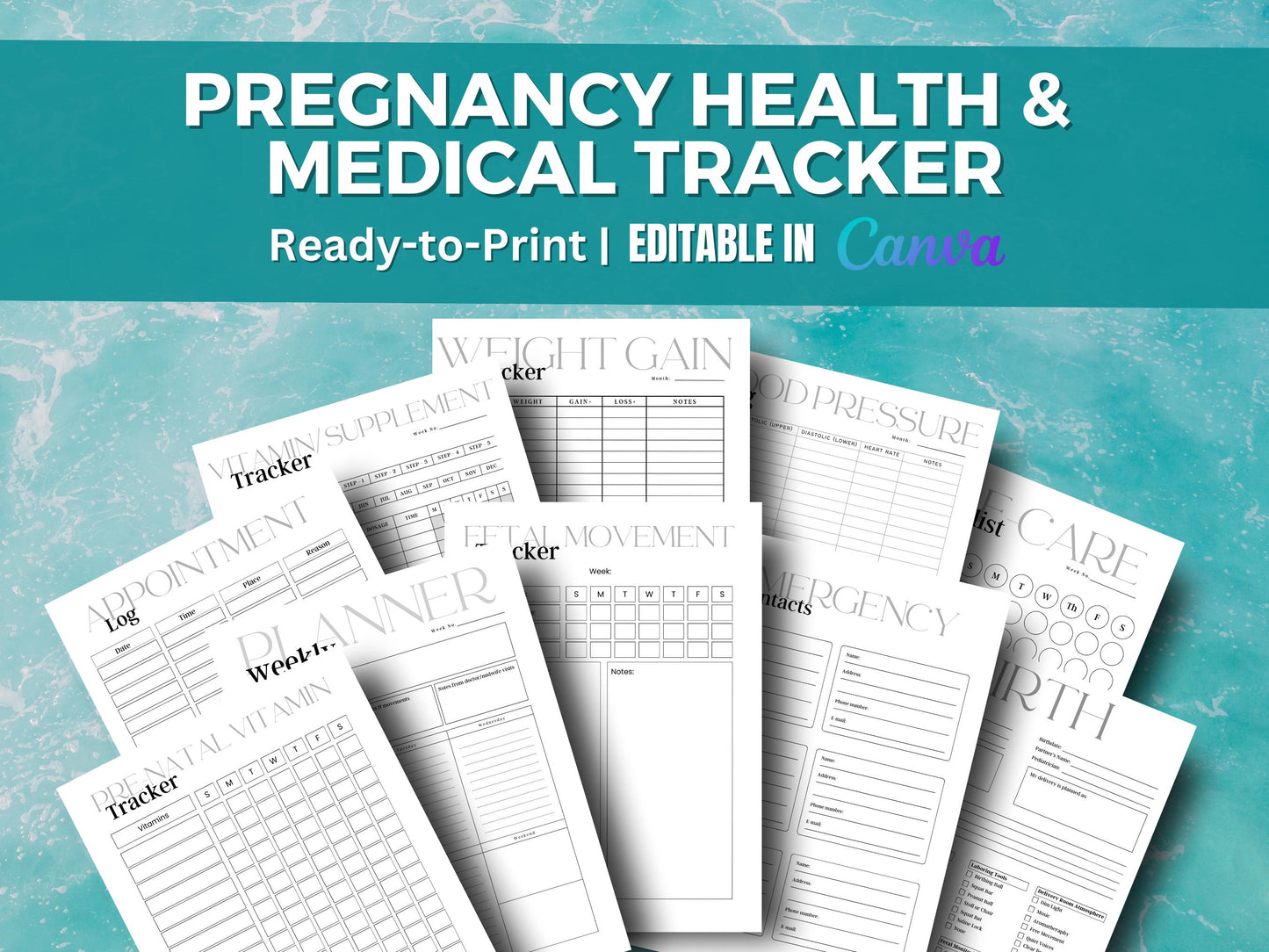 Pregnancy Tracker with tools! Pregnancy Health Tracker Baby Tracker Medical Tracker for Pregnant Women and moms to be