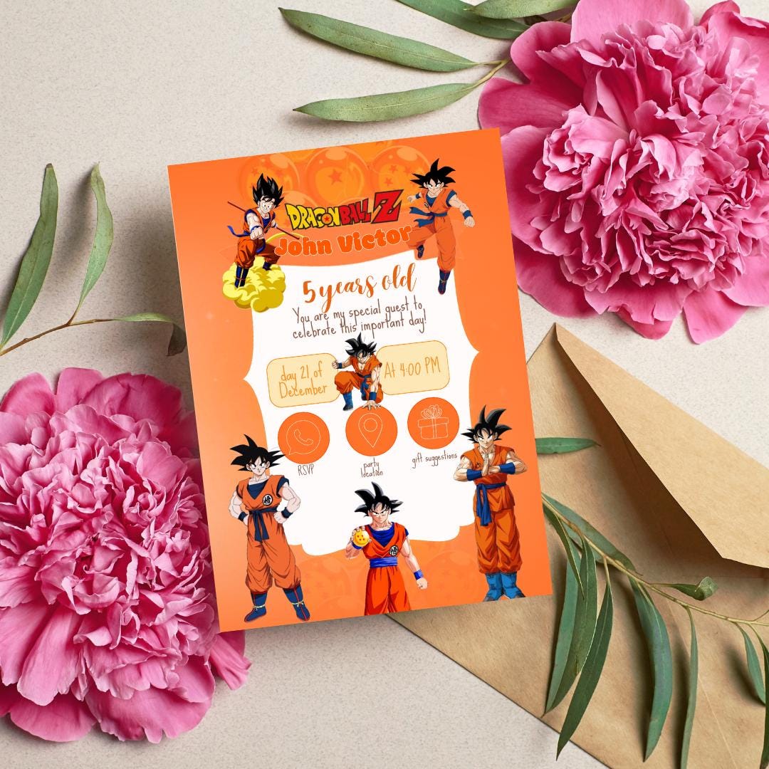 Dragon Ball Z Birthday Ultimate Anime Fun: Dragon Ball Z Birthday Invitation - Epic Kid-Friendly Orange DBZ Party Invite