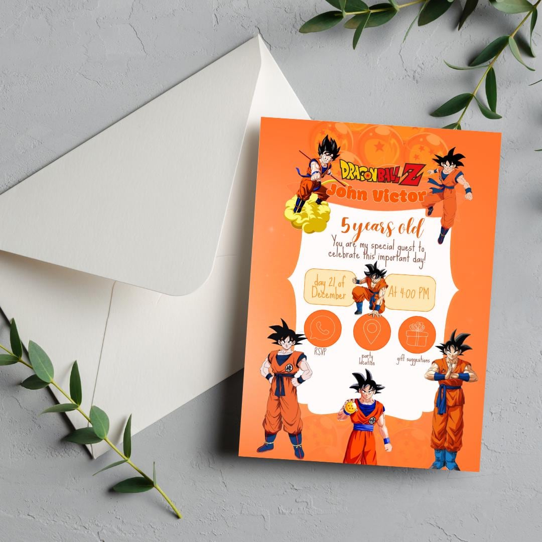 Dragon Ball Z Birthday Ultimate Anime Fun: Dragon Ball Z Birthday Invitation - Epic Kid-Friendly Orange DBZ Party Invite