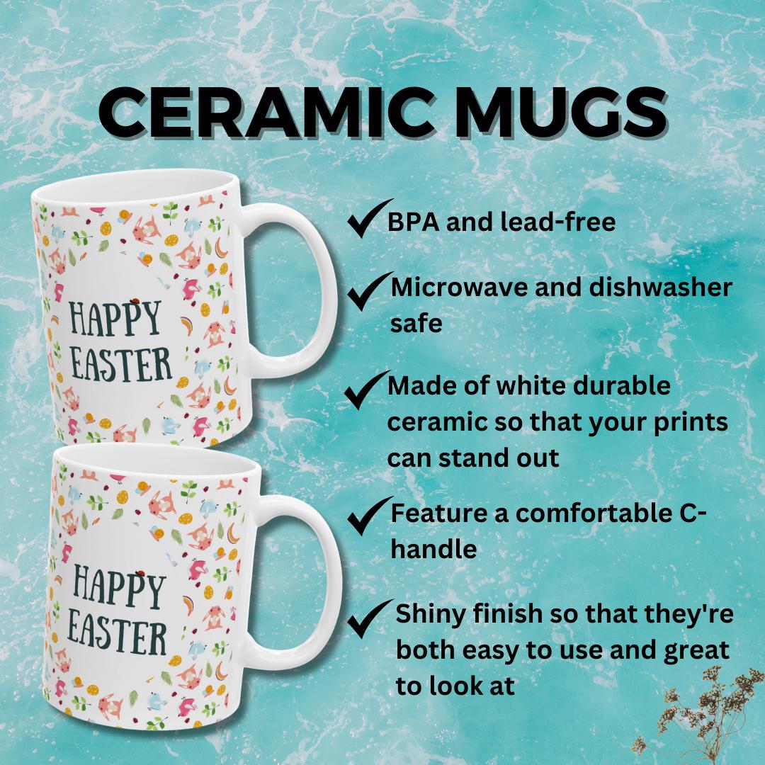 Cute Happy Easter Floral Mugs Happy Easter Floral Mug Coffee Mug - Happy Easter Gift Idea for Her Perfect for Spring