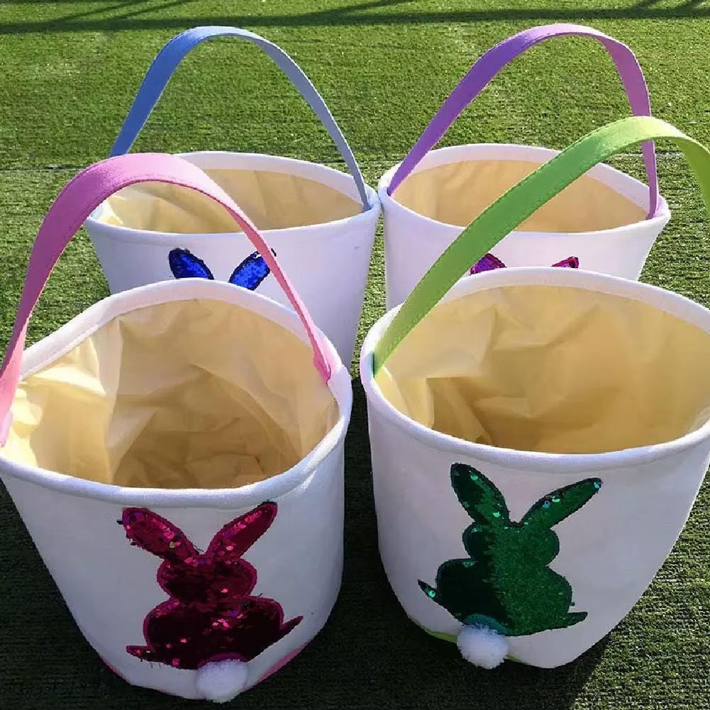 Easter basket fun sequin shiny Easter basket for boys and girls Sparkly Easter Bunny Tote β Reusable Sequin Basket for Kidsβ Egg Hunts & Gifts!