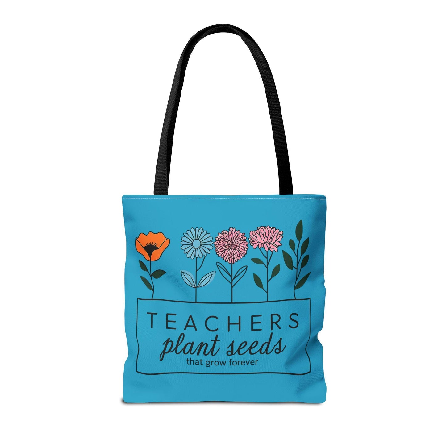 Teachers Plant Seeds Blue Tote Bag - Eco-Friendly Teacher Appreciation Gift, Floral Design, Perfect Educational Tote for Educators