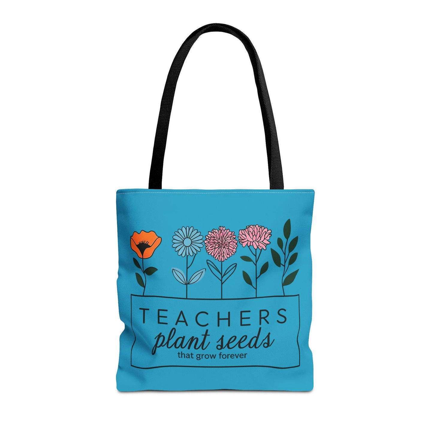 Teachers Plant Seeds Blue Tote Bag - Eco-Friendly Teacher Appreciation Gift, Floral Design, Perfect Educational Tote for Educators