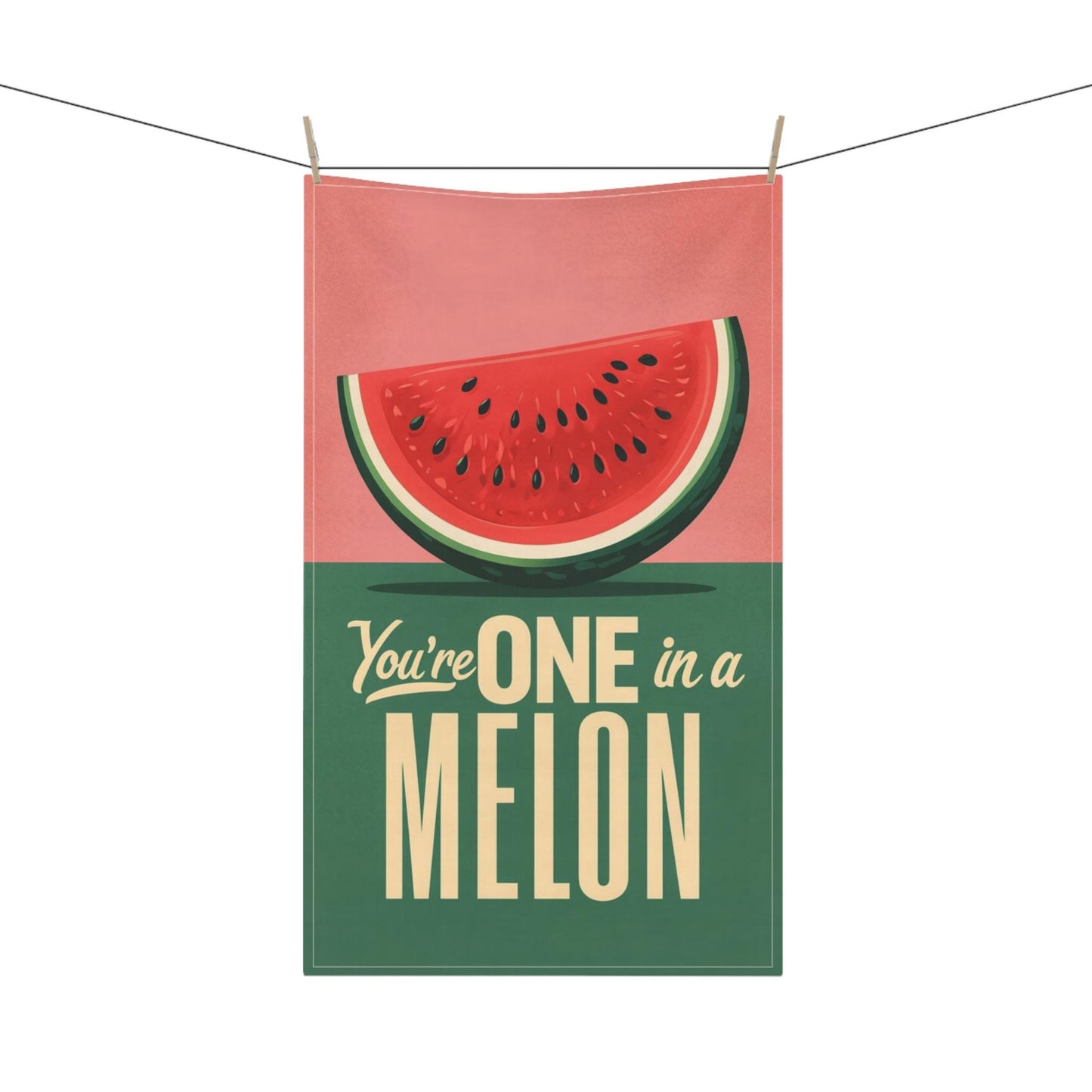 You're One in a Melon. Watermelon Tea Towels, Fun Kitchen Decor, Unique Gift for Home, Summer Vibes, Housewarming Decoration. Cotton Twill Towels, Playful Fruit