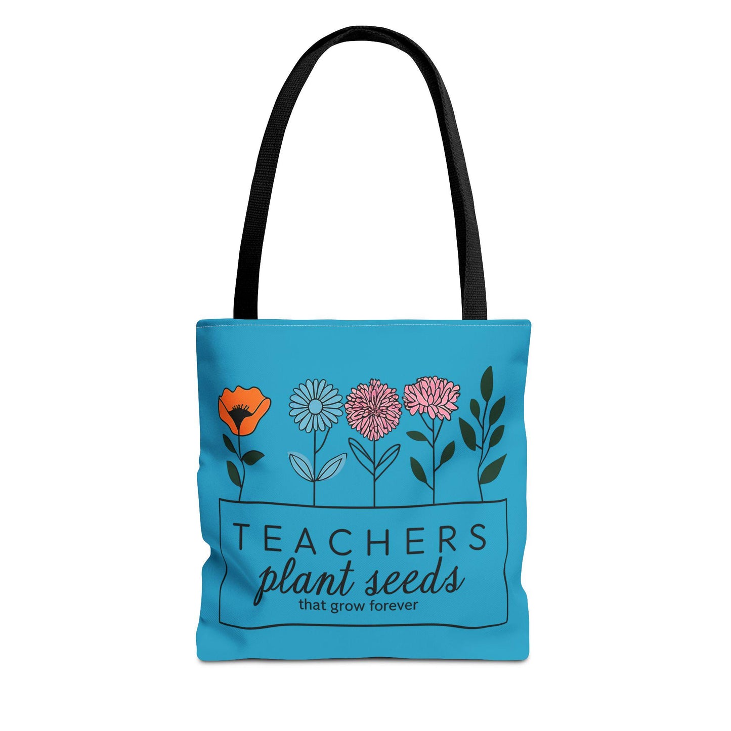 Teachers Plant Seeds Blue Tote Bag - Eco-Friendly Teacher Appreciation Gift, Floral Design, Perfect Educational Tote for Educators