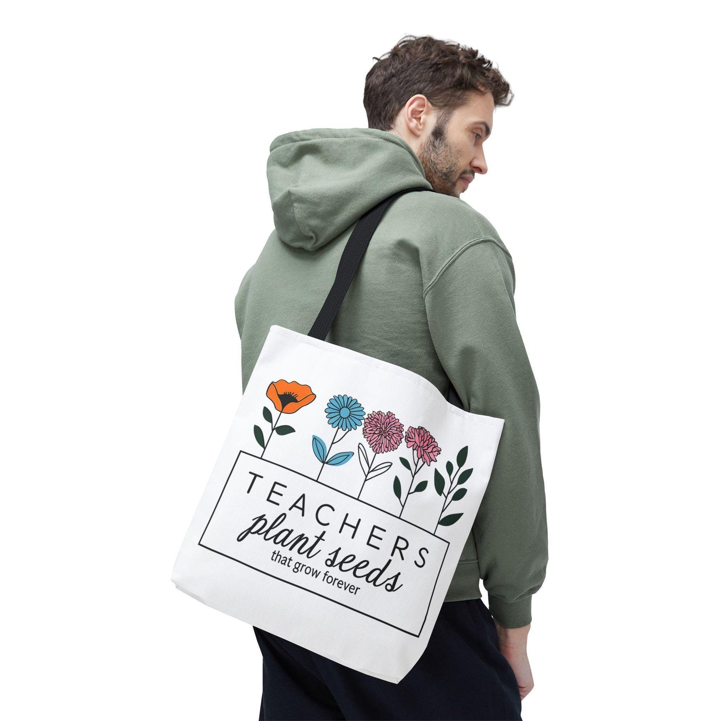 18" x 18" Teacher Appreciation Gift Tote - Floral Design Gift for Educators, Personalized Tote Bag, Eco-Friendly Teacher Gifts