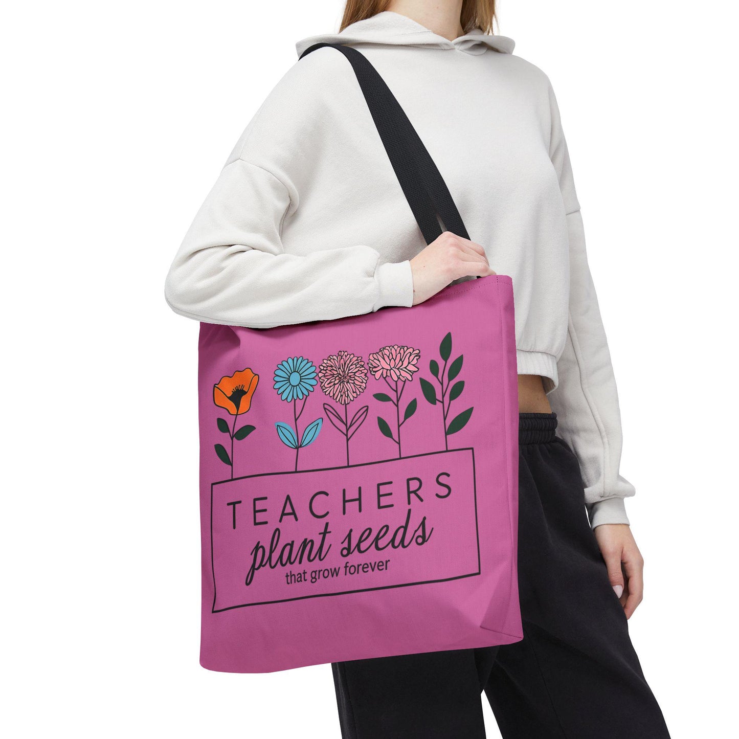 Floral Tote Bag for Teachers | Hand Designed Purple Floral Gift for Educators | Show Gratitude & Appreciation