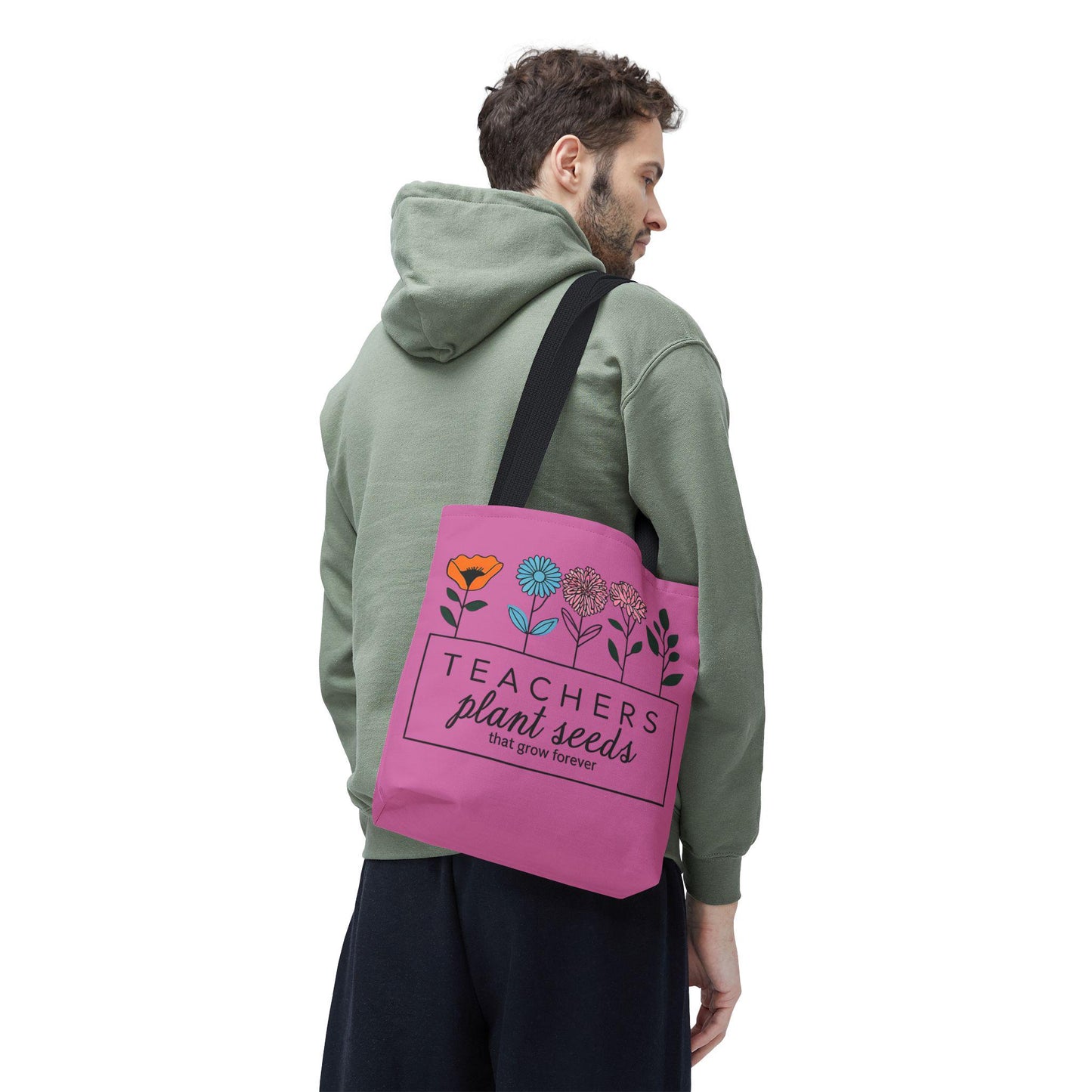 Floral Tote Bag for Teachers | Hand Designed Purple Floral Gift for Educators | Show Gratitude & Appreciation