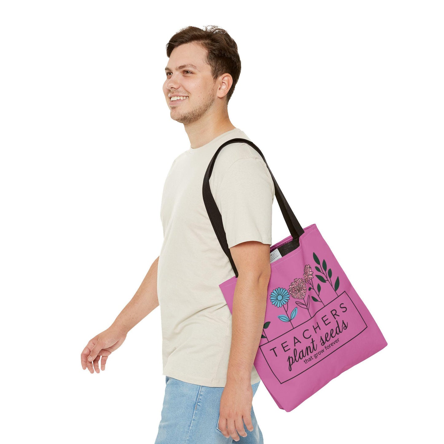 Floral Tote Bag for Teachers | Hand Designed Purple Floral Gift for Educators | Show Gratitude & Appreciation