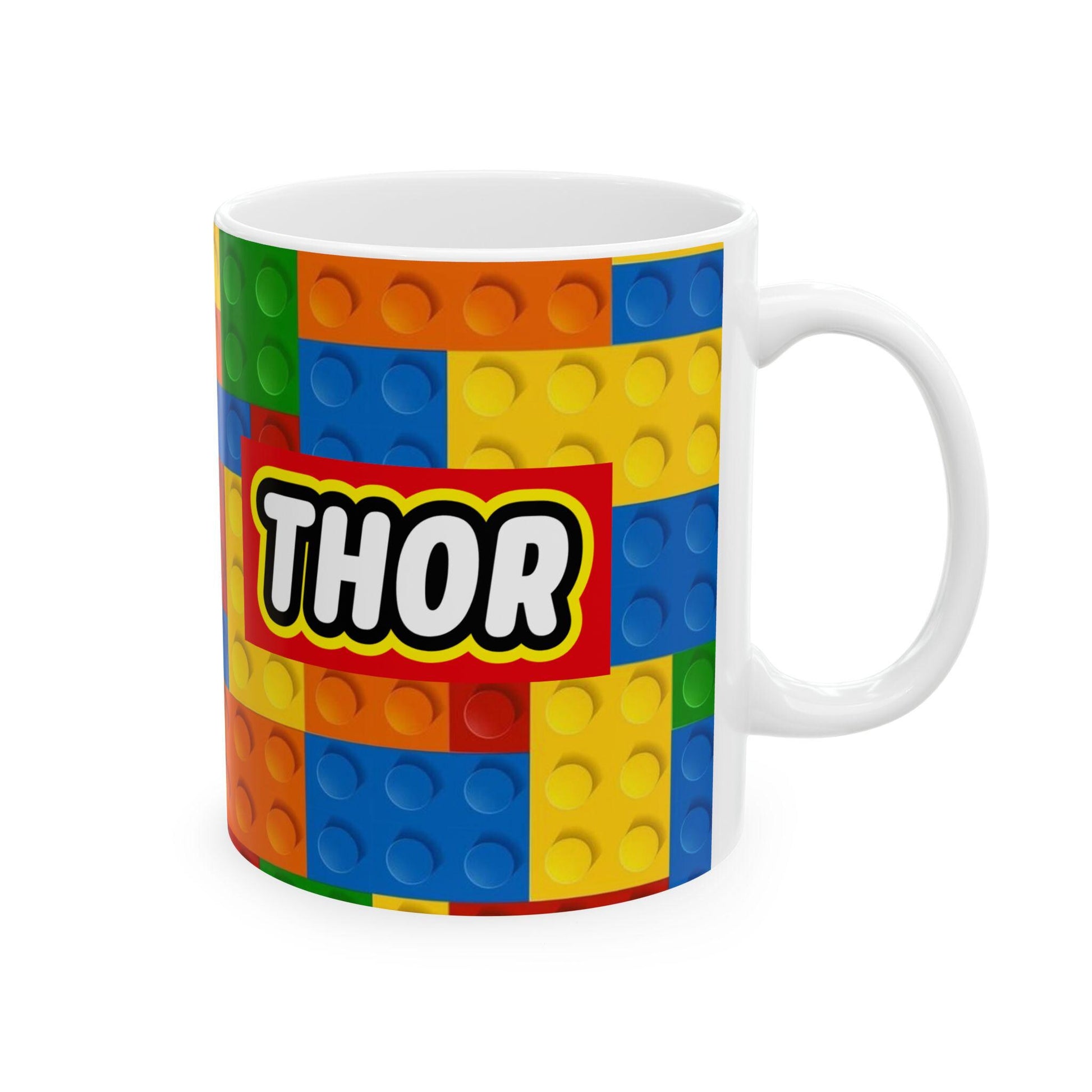 Multicolor Lego inspired mug LEGO-Inspired Ceramic Mug, Colorful Retro Mug Design, Fun Gift for Kids, Hot Chocolate Tea & Coffee Lovers Perfect for Birthday Gift