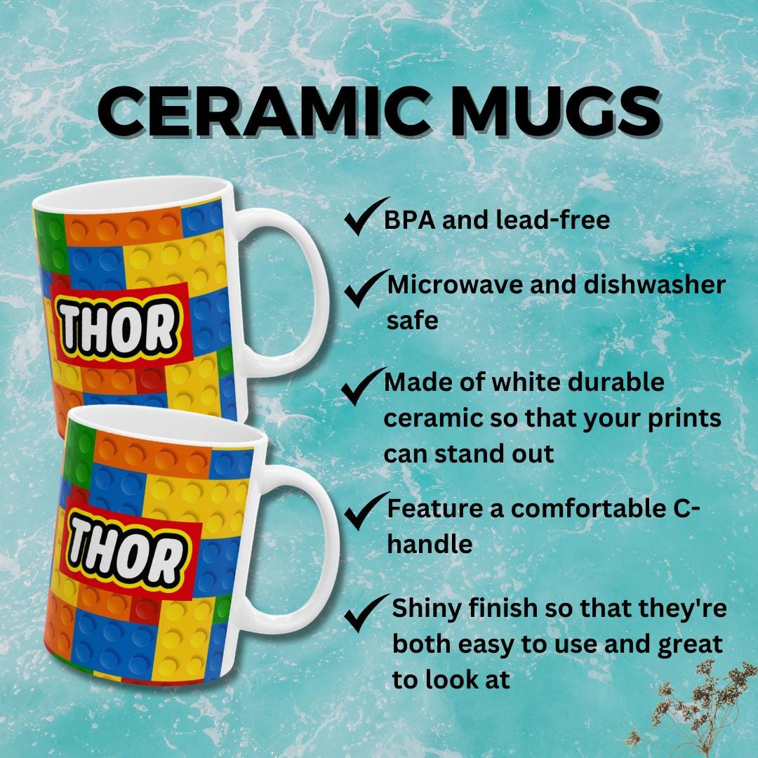 Multicolor Lego inspired mug LEGO-Inspired Ceramic Mug, Colorful Retro Mug Design, Fun Gift for Kids, Hot Chocolate Tea & Coffee Lovers Perfect for Birthday Gift