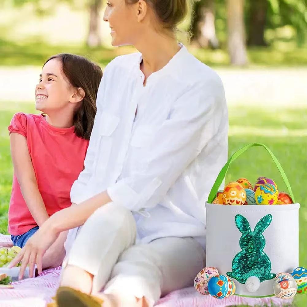 Easter basket fun sequin shiny Easter basket for boys and girls blue green with sequins for Easter egg hunt