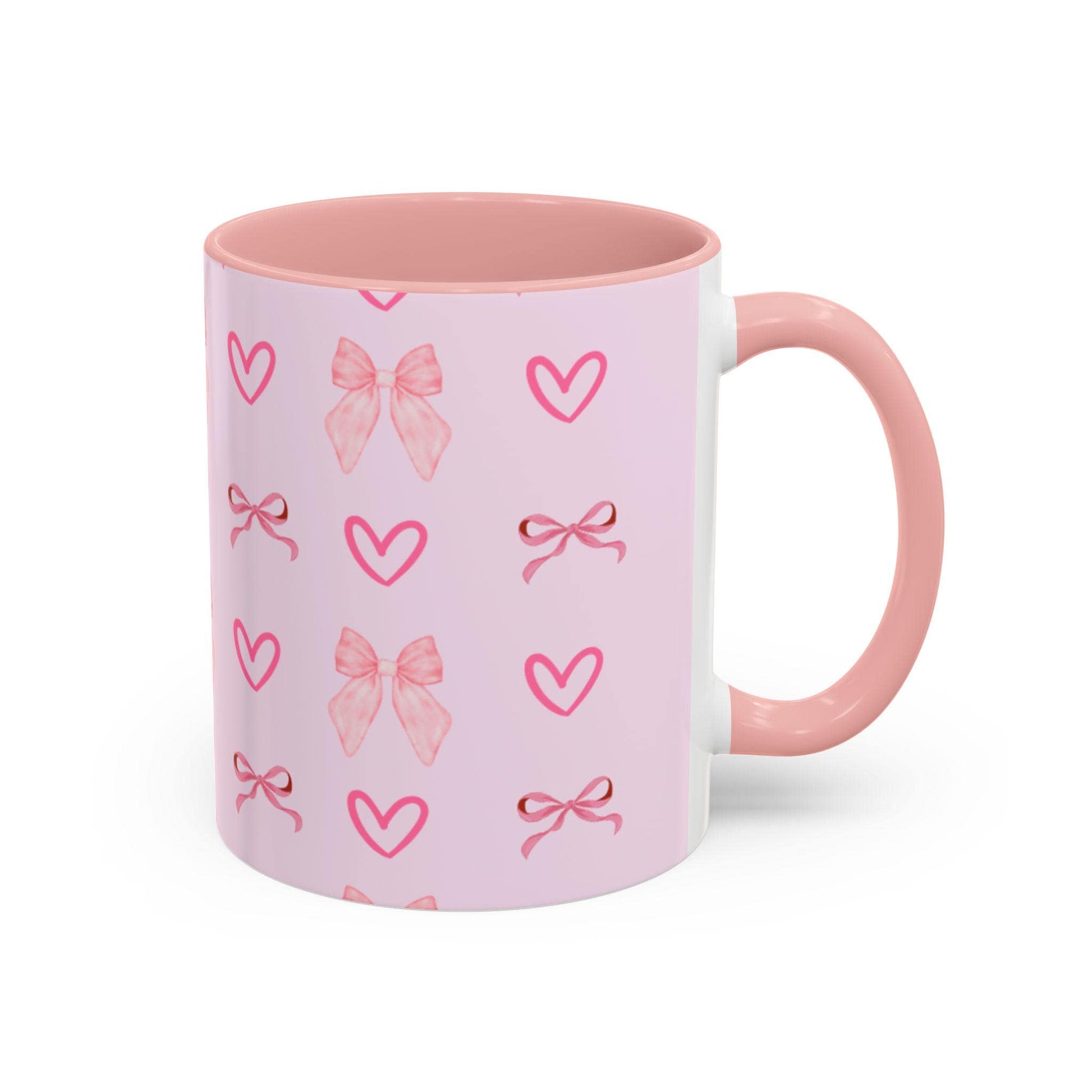 Pink bow mug for coffee and tea lovers Ceramic Heart Mug with Pretty Bow Ideal Birthday Present Gift for Her