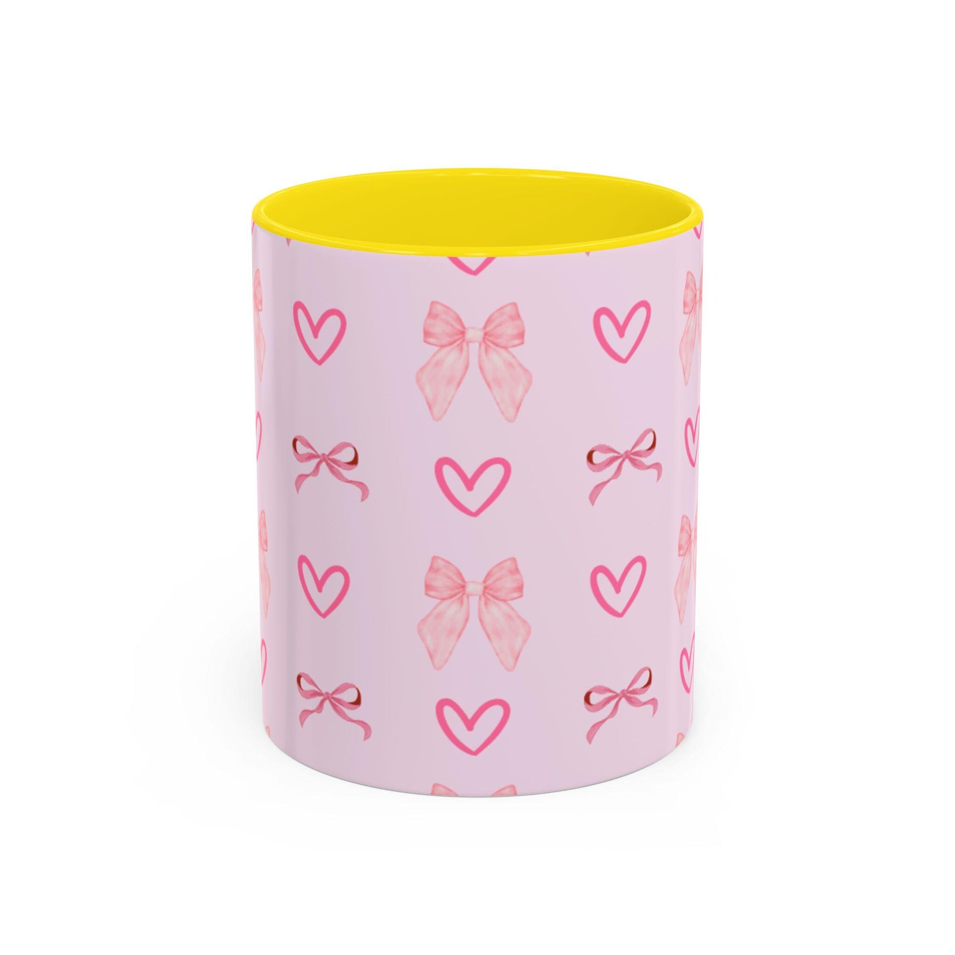 Pink bow mug for coffee and tea lovers Ceramic Heart Mug with Pretty Bow Ideal Birthday Present Gift for Her