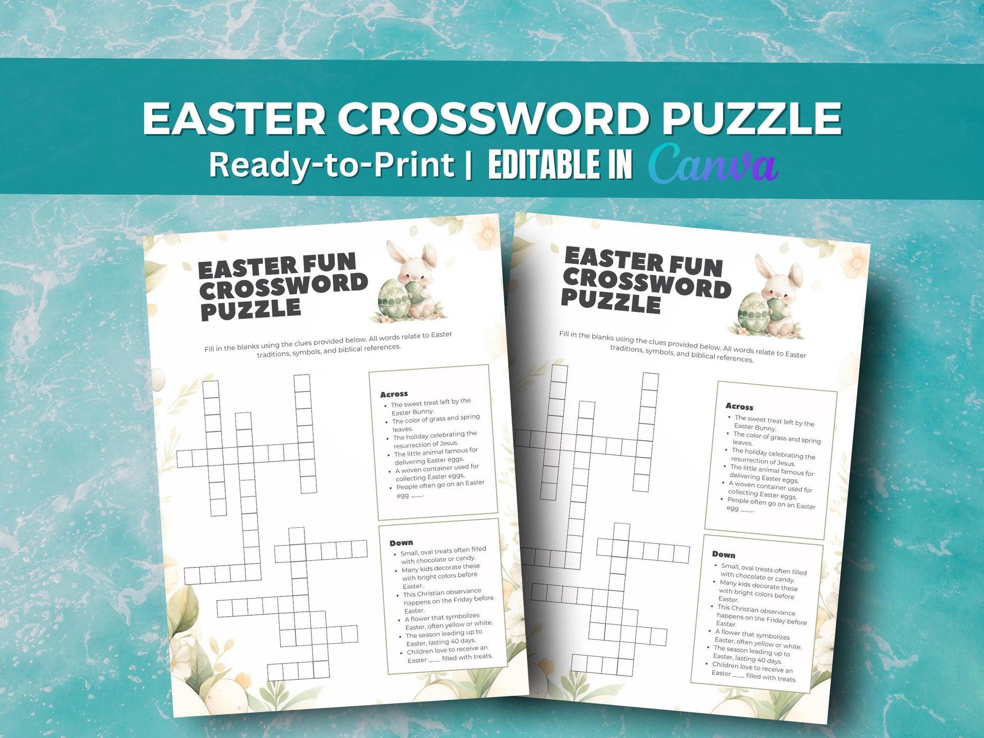 Easter Crossword Puzzle Printable | Educational Fun for Kids & Adults | Instant Download Activity