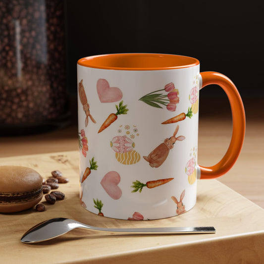 Adorable Carrot Art Mug for Easter Orange handle mug with Easter art