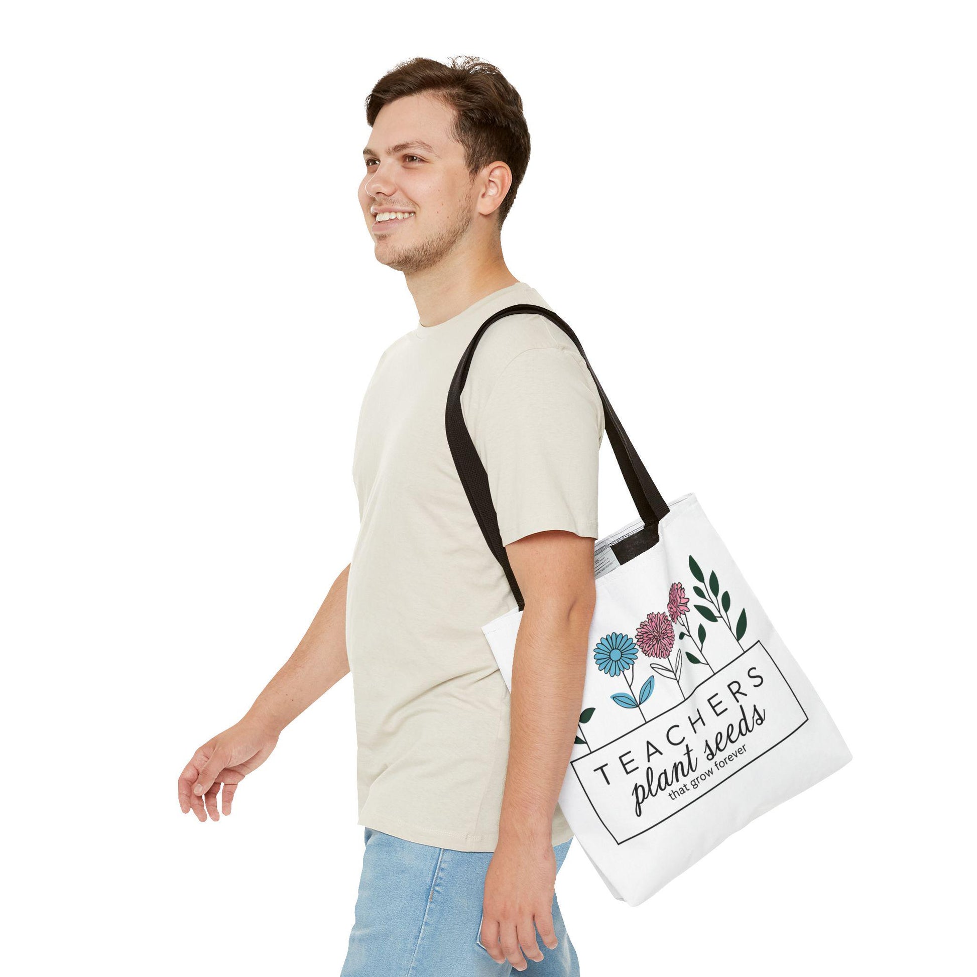 Teacher Appreciation Gift Tote - Floral Design Gift for Educators, Personalized Tote Bag, Eco-Friendly Teacher Gifts