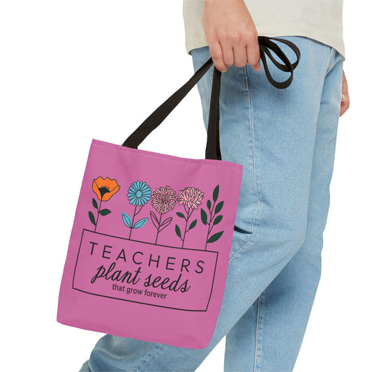 Floral Tote Bag for Teachers | Hand Designed Purple Floral Gift for Educators | Show Gratitude & Appreciation
