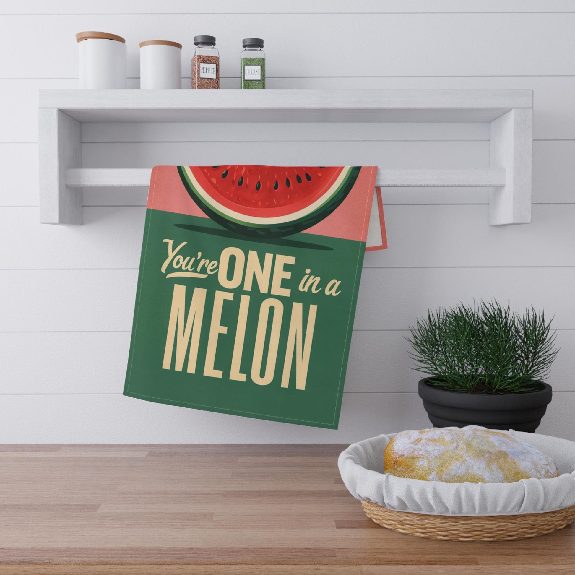 You&#39;re One in a Melon. Watermelon Tea Towels, Fun Kitchen Decor, Unique Gift for Home, Summer Vibes, Housewarming Decoration. Cotton Twill Towels, Playful Fruit
