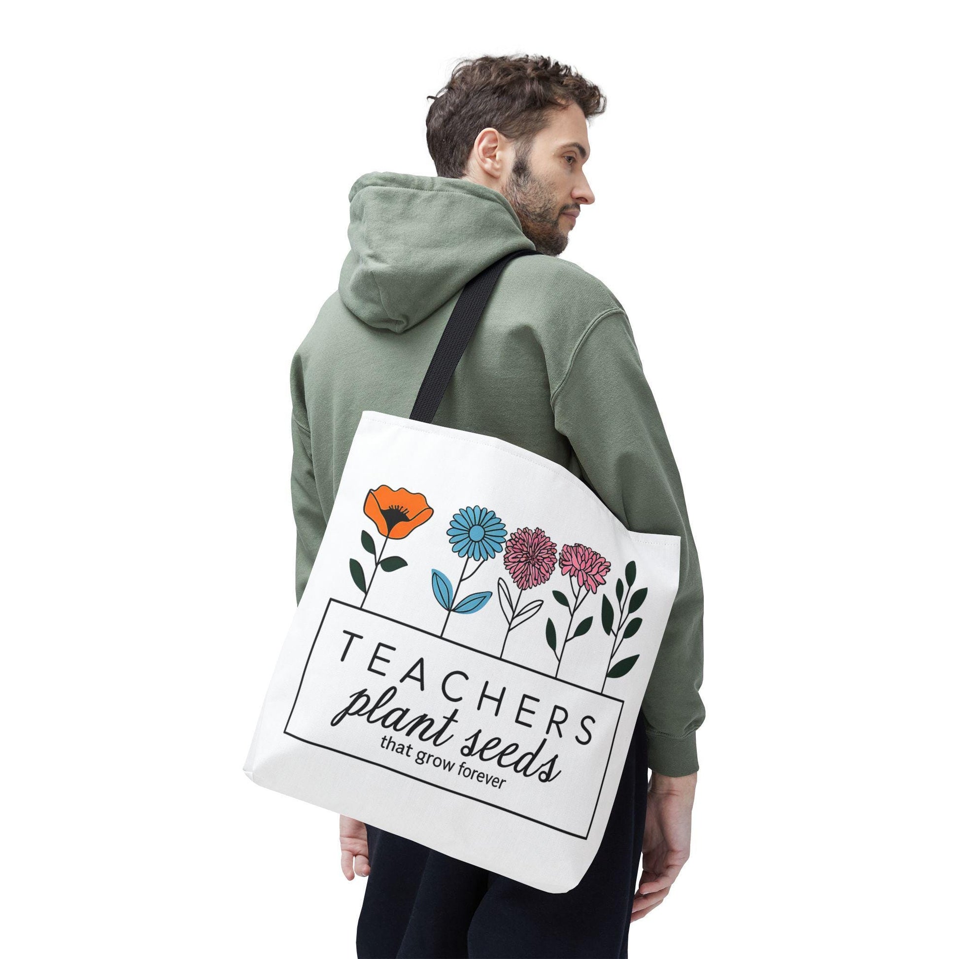 Teacher Appreciation Gift Tote - Floral Design Gift for Educators, Personalized Tote Bag, Eco-Friendly Teacher Gifts
